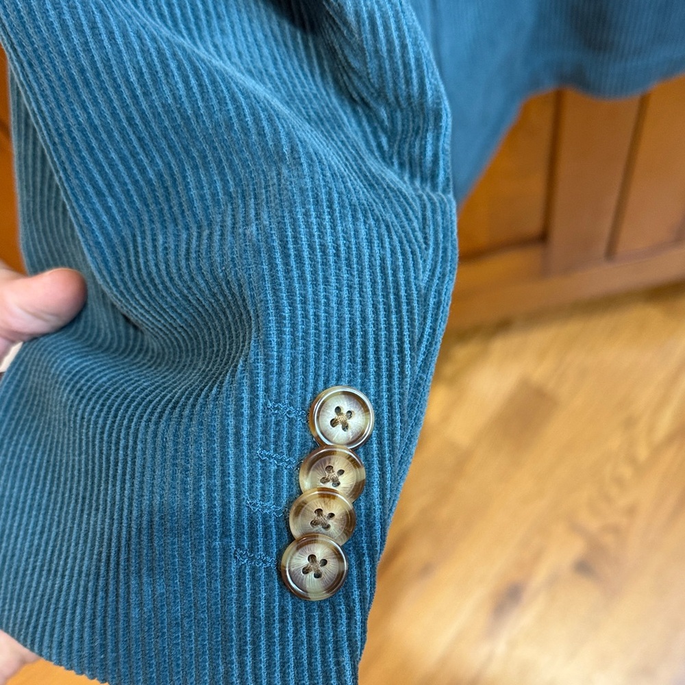 Alan Flusser Teal Corduroy Modern Fit Blazer - Picture 3 of 7